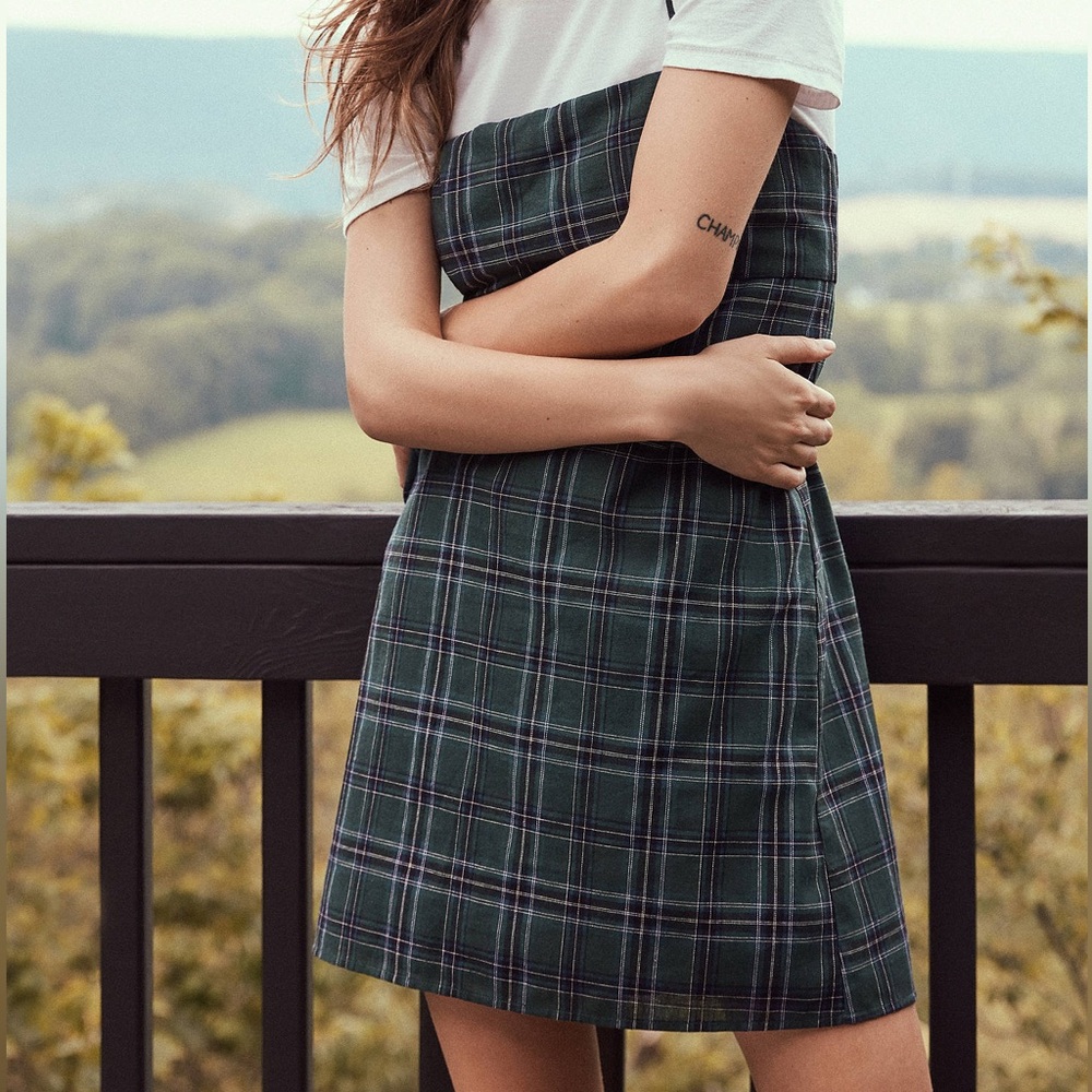 Urban Outfitters Straight-Neck Plaid Mini Dress